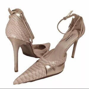 Steve Madden Heels Barracuda Whte Alligator Pointed Spike Ankle Strap Sz 10